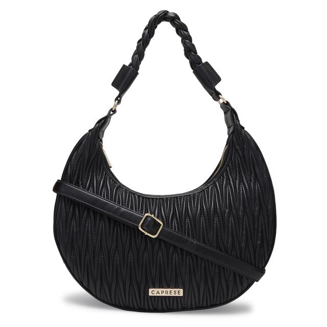 Buy CAPRESE Black Mareeya Faux Leather Women s Casual Wear Hobo Handbag Shoppers Stop