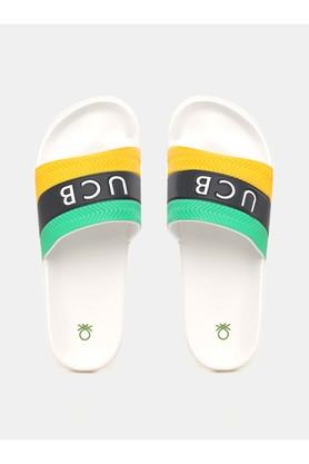 Buy UNITED COLORS OF BENETTON Yellow Mix Mens Slides With UCB