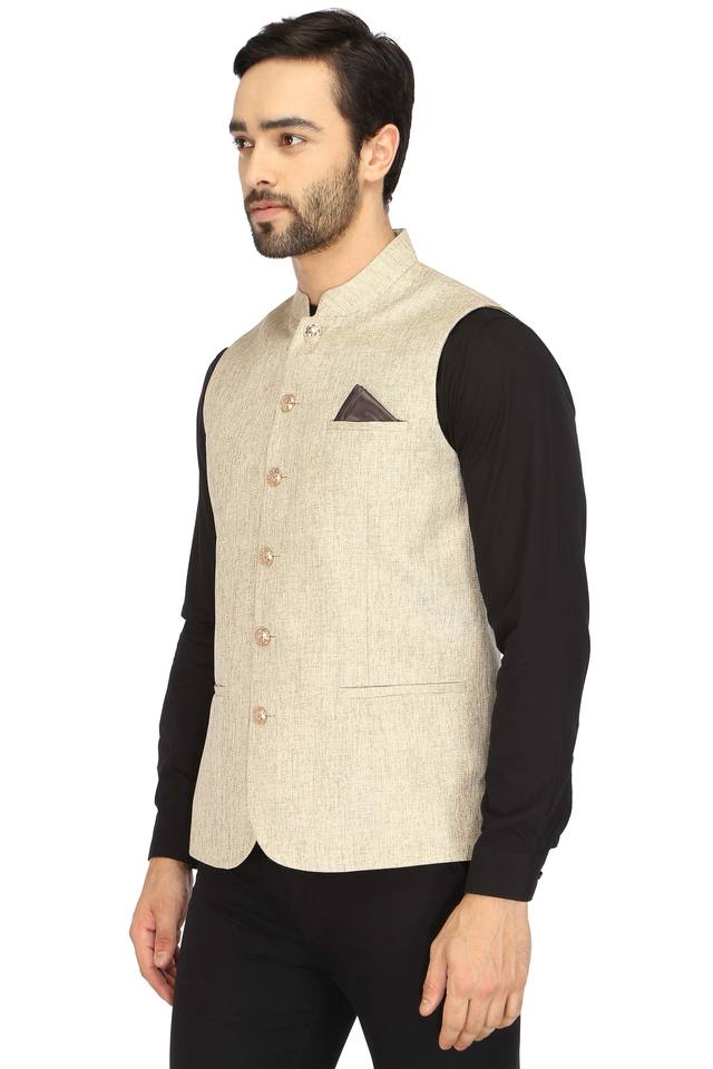 THEME -  Beige Nehru Jackets - Main