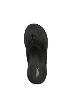 Skechers black sandals with rhinestones hot sale