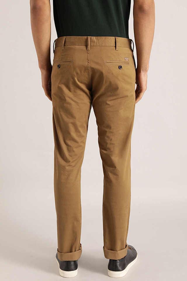 Buy INDIAN TERRAIN Natural Solid Cotton Stretch Slim Fit Mens Trousers   Shoppers Stop