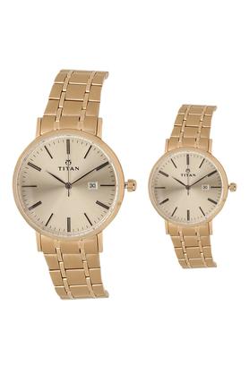 Titan couple 2024 watches rose gold