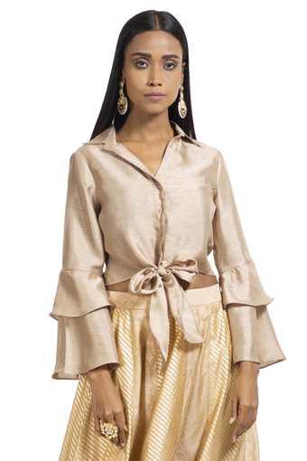 satin bell sleeve top