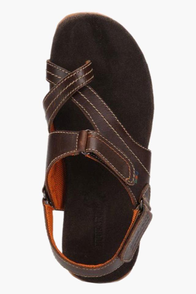 Mens Leather Velcro Closure Sandals