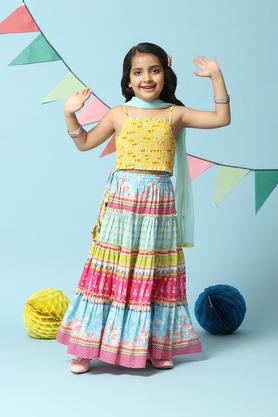 Buy BIBA GIRLS Printed Cotton Regular Fit Girls Lehenga Choli Set