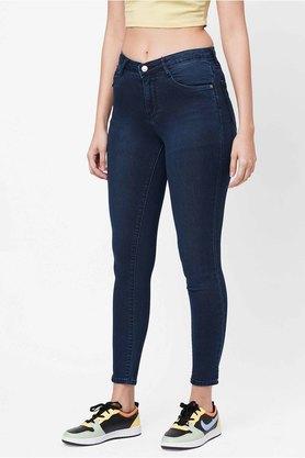 Buy KRAUS Blue Skinny Fit Ankle Length Cotton Blend Womens Jeans