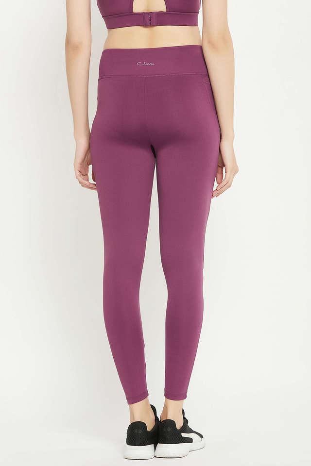 Buy Clovia Snug-Fit High-Rise 4 Pocket Active Tights in Purple Colour Online