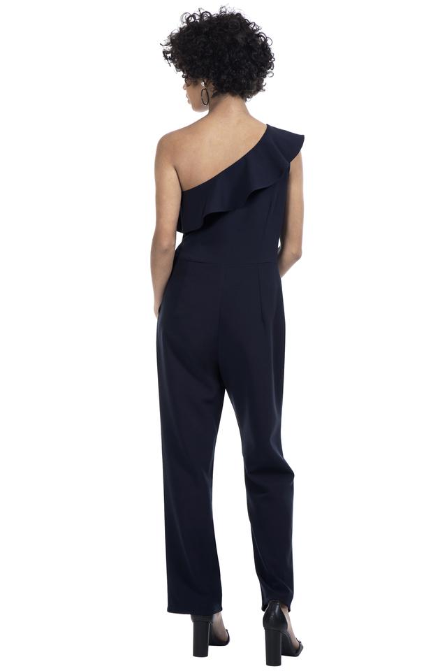 One shoulder cheap blue jumpsuit