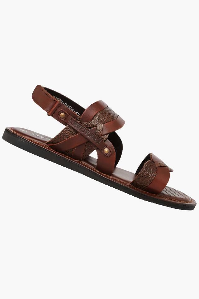 Mens Leather Velcro Closure Sandals