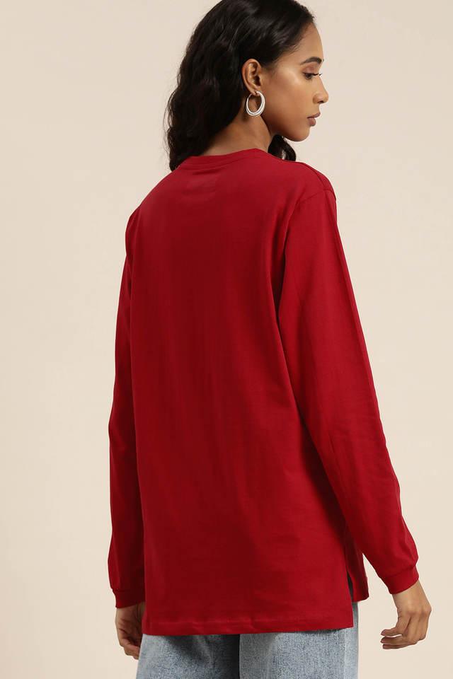 Red cotton best sale shirt womens