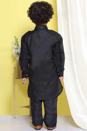 Buy AJ DEZINES Black Solid Cotton Regular Fit Boys Pathani Suit