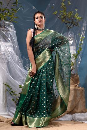 Sandal with green hot sale silk saree