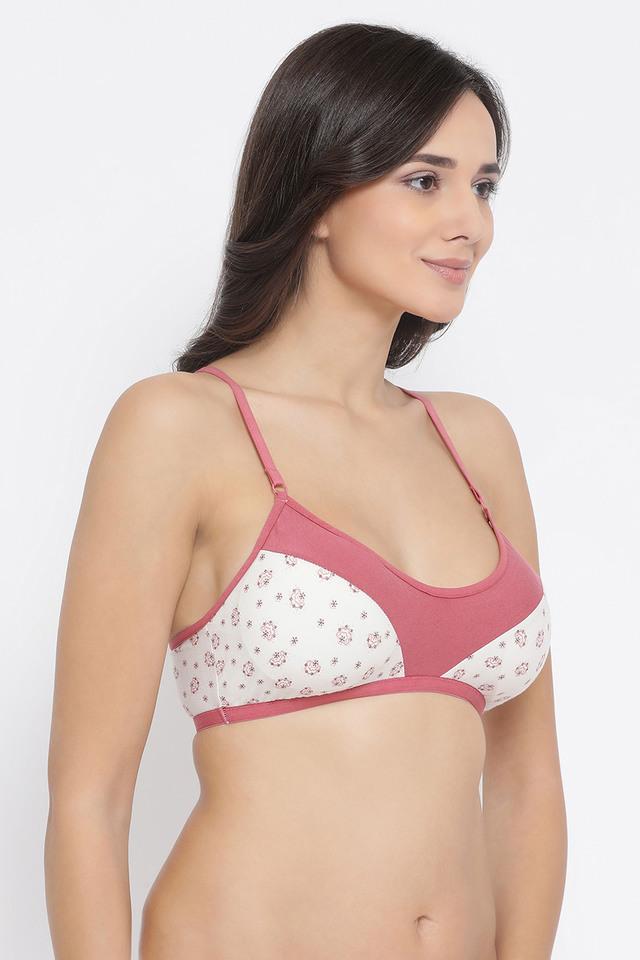 Buy CLOVIA Pink Womens Cotton Padded Non-Wired Printed Racerback Teen Bra