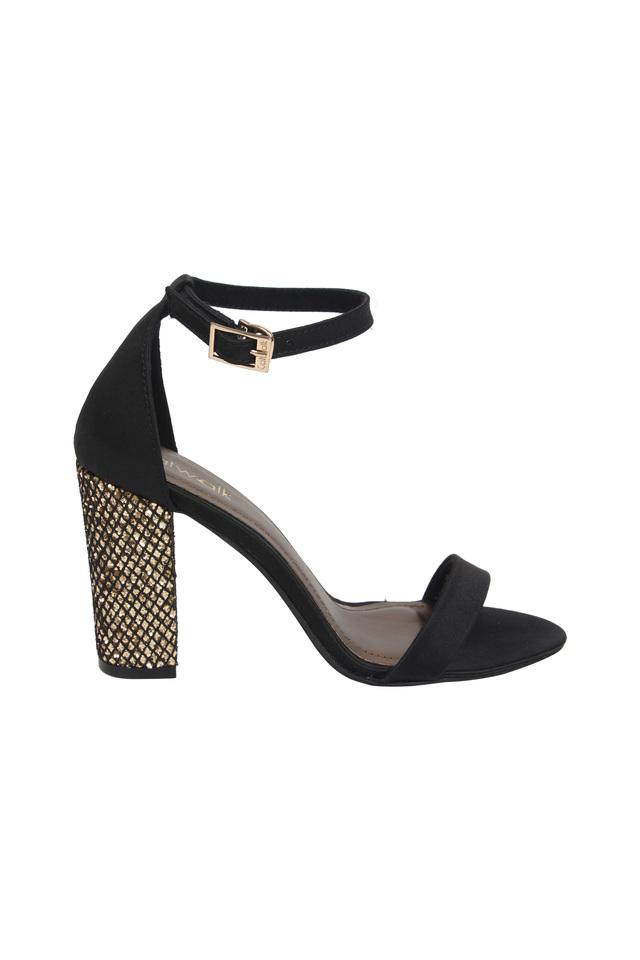 Womens Glitter Block Heel Sandals