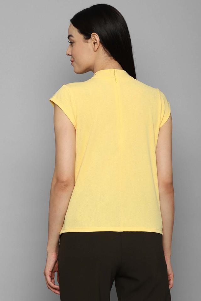 Buy ALLEN SOLLY Yellow Checks Polyester Round Neck Women's TShirt Shoppers Stop