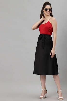 Buy NEUDIS Black Regular Fit Knee Length Satin Women s Casual Wear