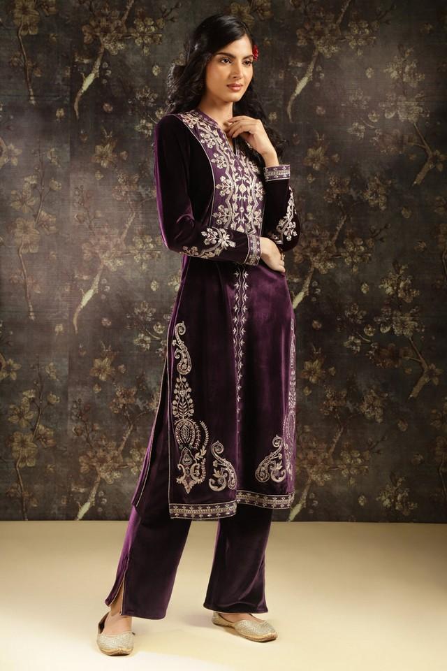 Purple Velvet New Design For Punjabi Suit – Gunj Fashion