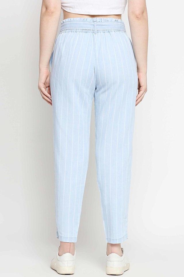 Buy Cotton Ankle Length Straight Fit Trouser Pants for WomenGirls Many  Colours are availbel Colour Light Blue at Amazonin