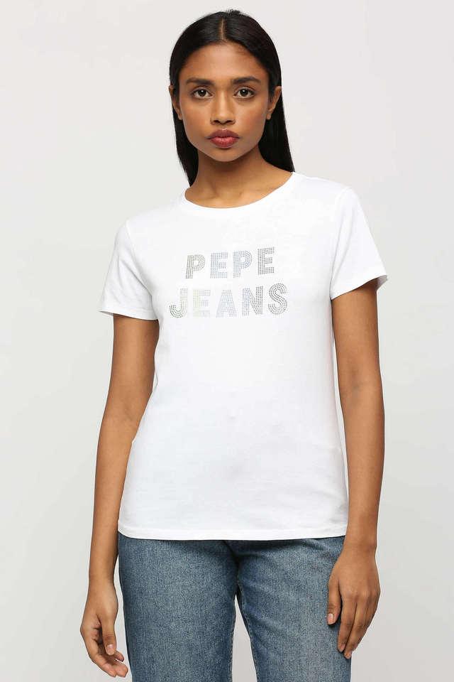 Buy PEPE Embellished Cotton Round Neck Women's T-Shirt