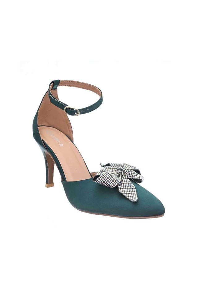Buy CHERE Green Synthetic Buckle Women s Party Wear Heels Shoppers Stop