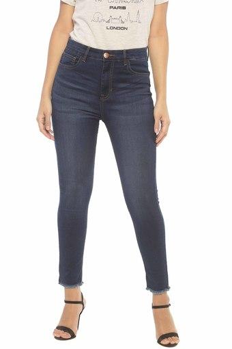 high waisted indigo jeans