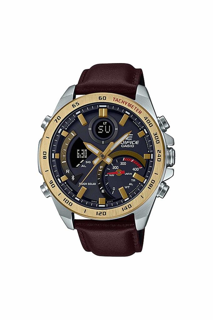 Casio analog shop leather watch