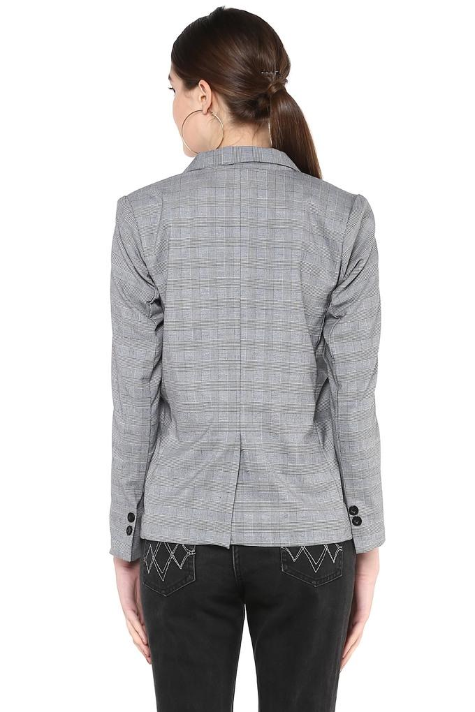 Ladies grey check blazer new arrivals