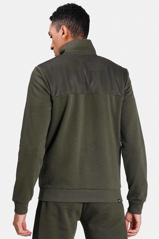 Buy PUMA Green Mens Regular Fit Mesh Overlay Full-Zip Jacket