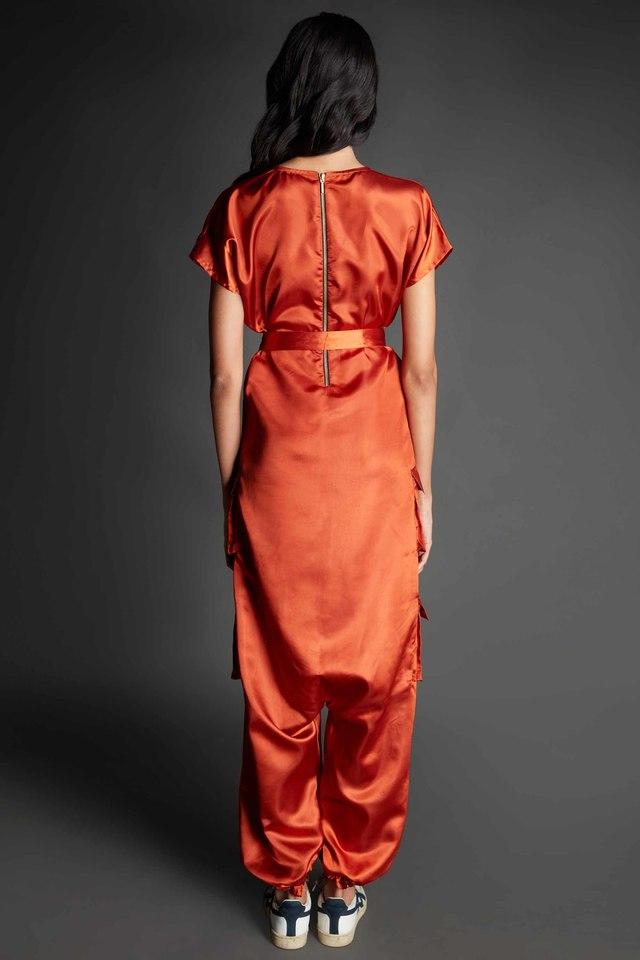 Orange cheap satin jumpsuit