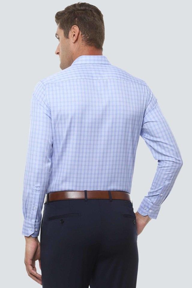 Checks Polyester Cotton Regular Mens Formal Shirt