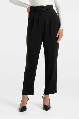 Womens Black Button Tapered Leg Trousers  Peacocks