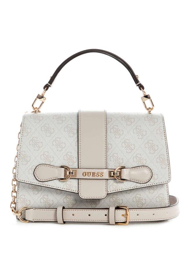 Buy GUESS Dove Nolana Top Solid PU Zipper Closure Women s Satchel Bag Shoppers Stop