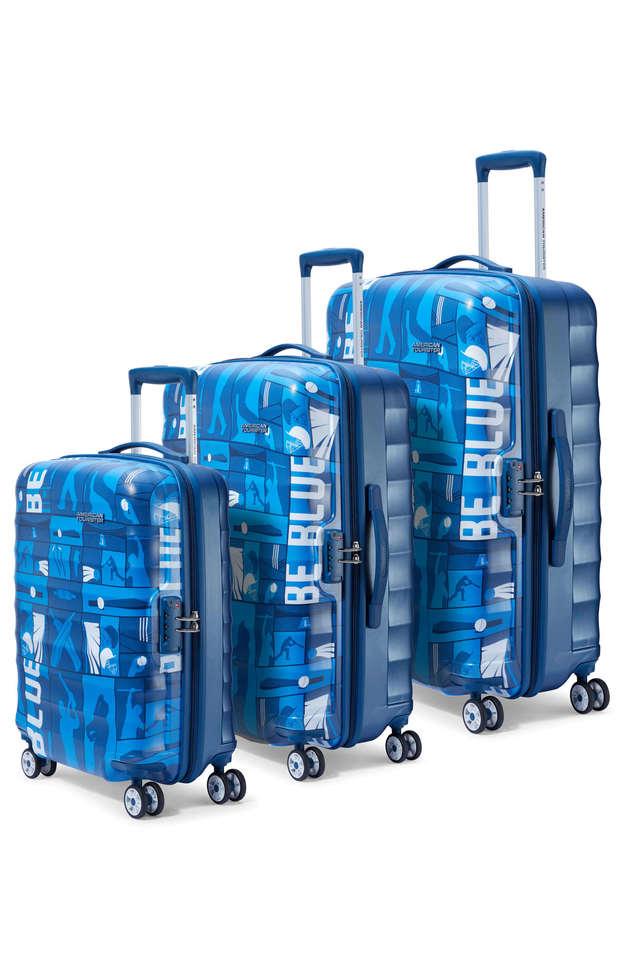 Buy AMERICAN TOURISTER Blue Men s Play4Blue Polycarbonate Hard Trolley Shoppers Stop