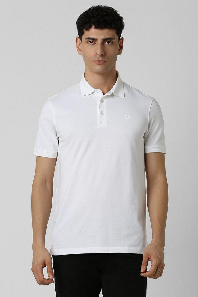 Buy VAN HEUSEN SPORT White Textured Polyester Polo Men s T Shirt Shoppers Stop