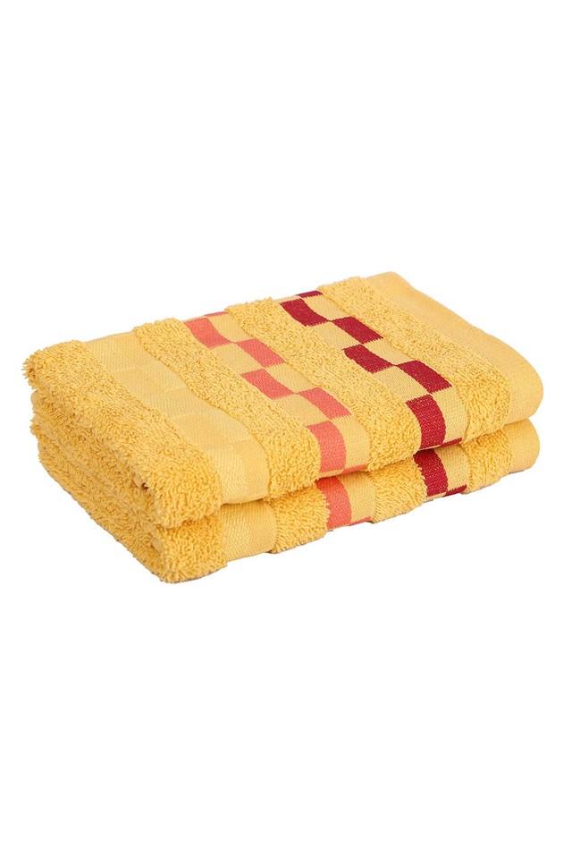 DKNY 1 (One) Bath 2 (Two) Hand Towels Set Gold Yellow Striped