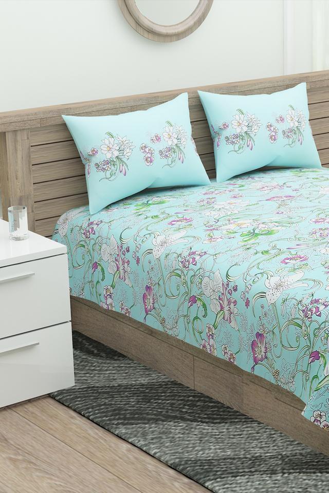 Buy PORTICO Floral Printed Double Bed Sheet with Pillow Cover