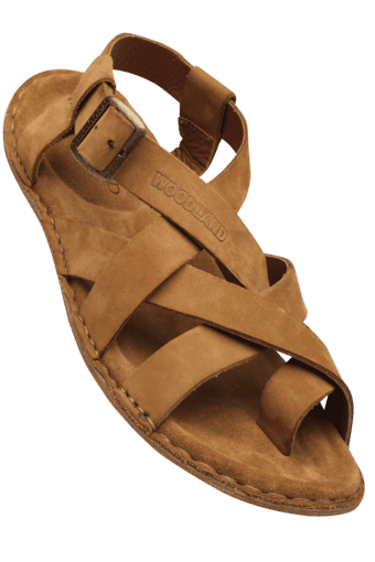 woodland men's khaki leather sandals and floaters