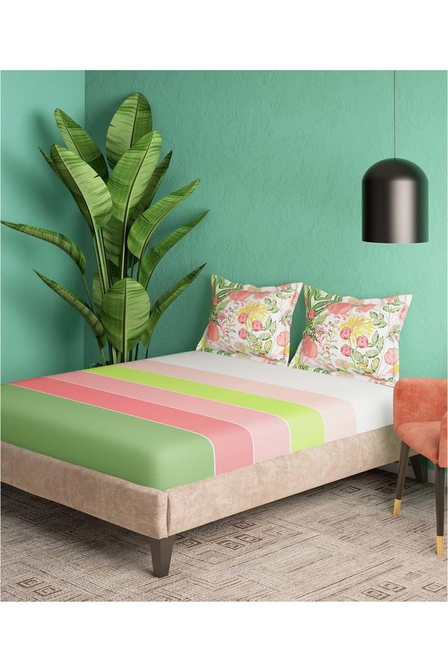 Buy PORTICO Multi Geometric 144 TC Cotton 1 Super King Bedsheet with 2