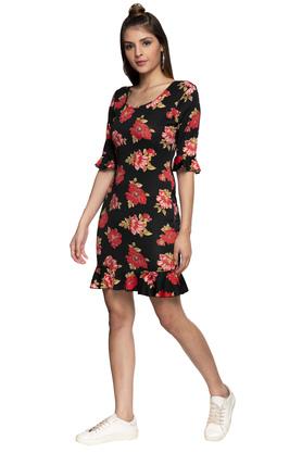 Buy STALK BUY LOVE Womens Round Neck Floral Print Bodycon Dress