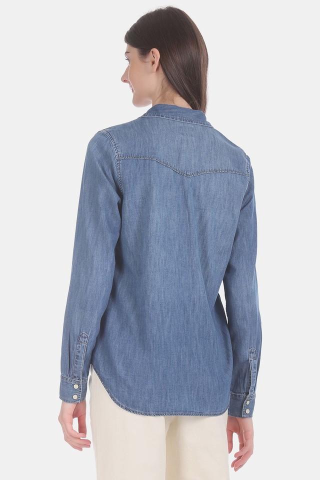 Buy GAP Blue Womens Blue Western Yoke Denim Casual Shirt