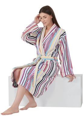 Unise x Bathrobe Set 1pc Bath Robe 1 Pair Slippers Pack of 3 Pinstripe 100 Cotton 400 GSM Multicolour