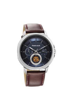 Fastrack blue hotsell leather analog watch