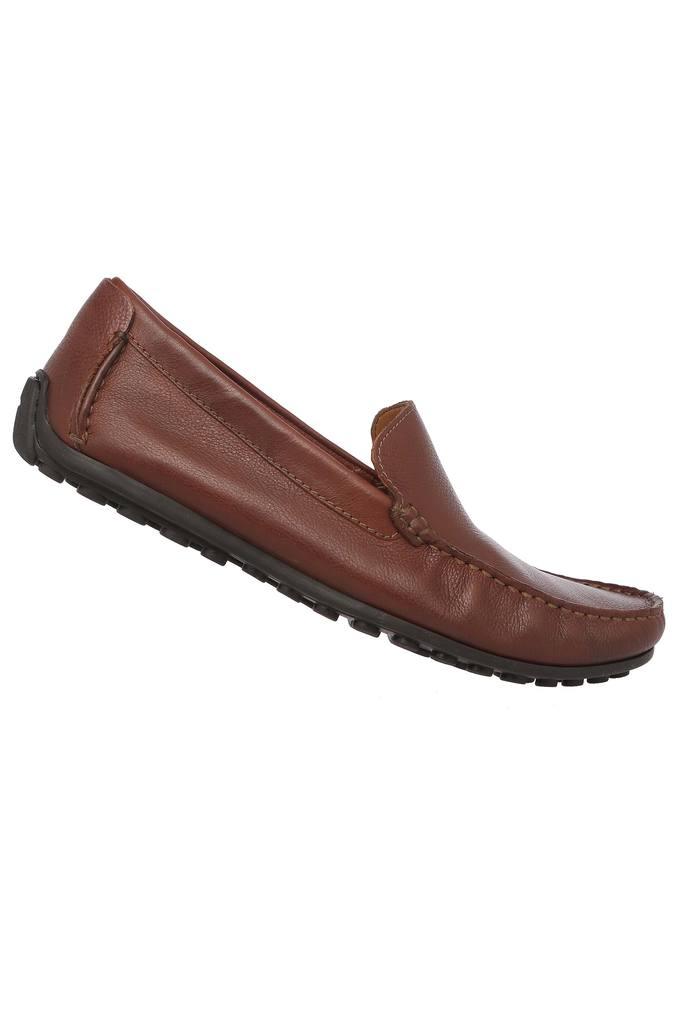 Ezok Men Brown Moccasin Driving Leather Carlo Loafers