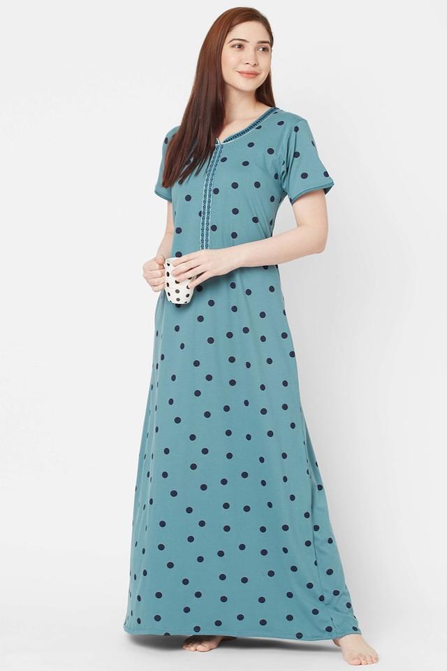 Buy Juliet Cotton Mid Length Nightdress - Blue at Rs.999 online