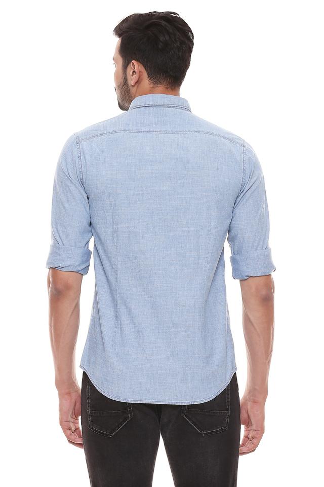 Buy Blue Denim Full Sleeves Shirt for Men