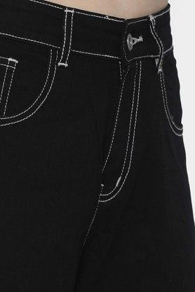 Buy IS.U Black Womens Wide Leg Black Denim Jeans With Contrast Stitch