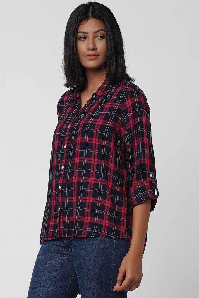 Buy LIFE Womens Viscose Collar Checks Shirts