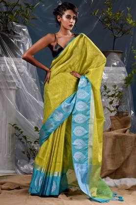 Yellow saree with navy sale blue blouse