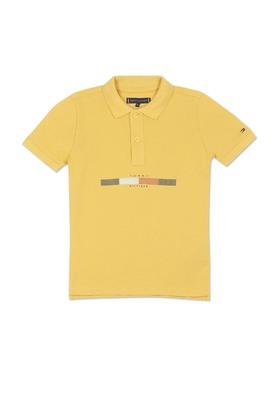 Buy TOMMY HILFIGER Yellow Stripes Cotton Blend Polo Boys T Shirt