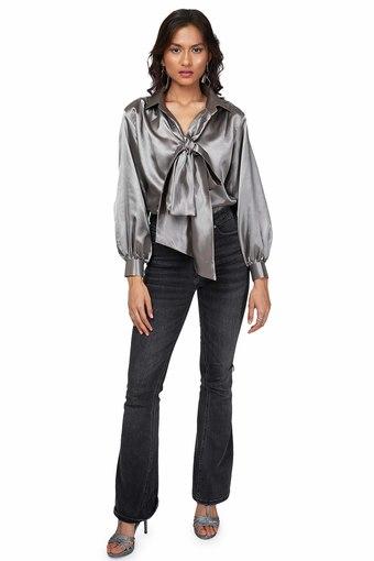 silver satin top